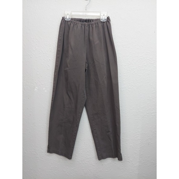 Eileen Fisher Pants - Eileen Fisher Cropped Elastic-Waist Relaxed Pants in Olive Gray